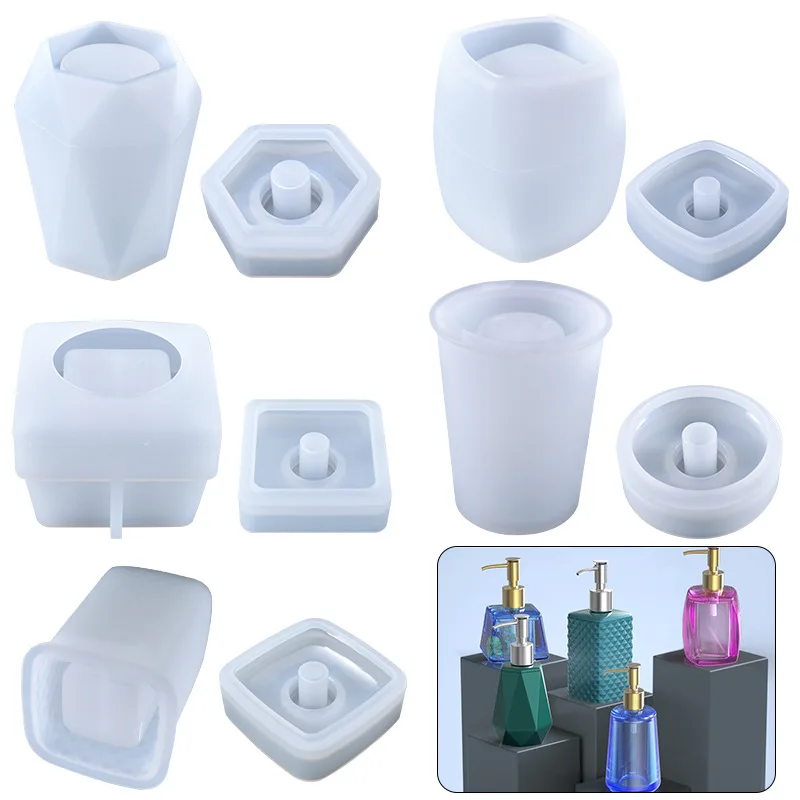 DIY Crystal Silicone Mold Cylinder Lotion Bottle Aromatherapy Perfume Silicone Mould For Resin Making