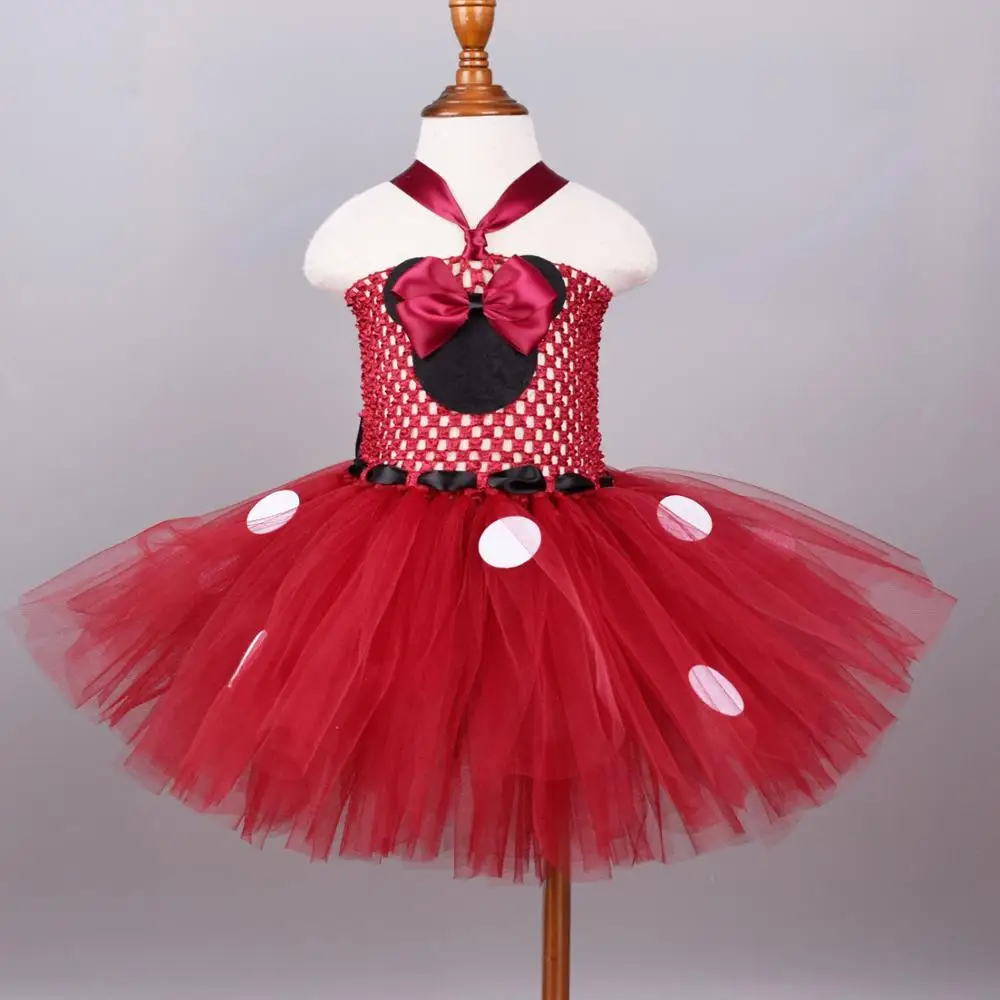 Baby Girls Minnie Tutu Dress Minnie Birthday Party Costume with Mouse Ears Headband Set 5 Color Options Baby Tutu Dresses 0-8Y