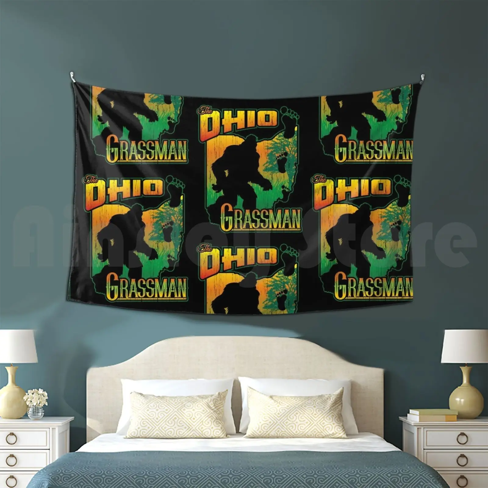 Tapestry Ohio Grassman 2813 Bigfoot Sasquatch Grassman Yowie Sci Fi Monster Cryptid