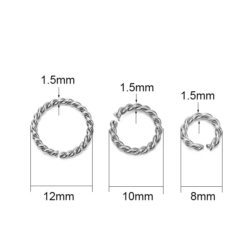حلقات مفتوحة من الفولاذ المقاوم للصدأ ، موصلات طرفية ، قطر 6 ، 8 ، 12 مللي متر ، 30 قطعة ، لصناعة المجوهرات