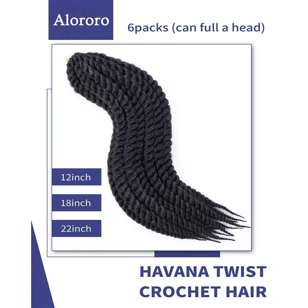 Alororo Havana Twist Crochet Hair 12inch 18inch 22inch Synthetic Hair Extensions for Black Women Big Senegalese Twist Hair