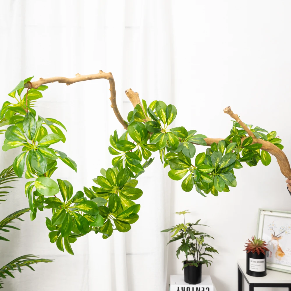 

175cm Artificial Hanging Plants Vine Fake Leaves Rattan Plastic Monstera Foliage Wall Faux Palm Vine for Garden Office Decor