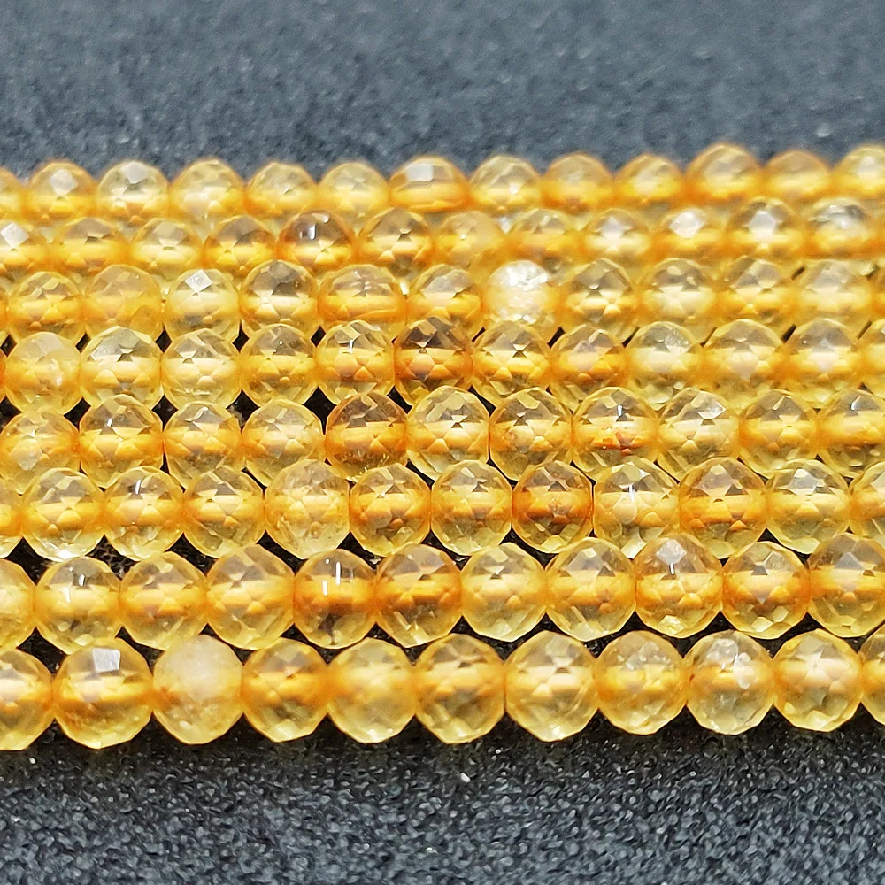 

Natural Stone Loose Beads Beaded 3mm Citrine Round Faceted Bead Making DIY Bracelet Necklace Earrings Jewelry Accessories