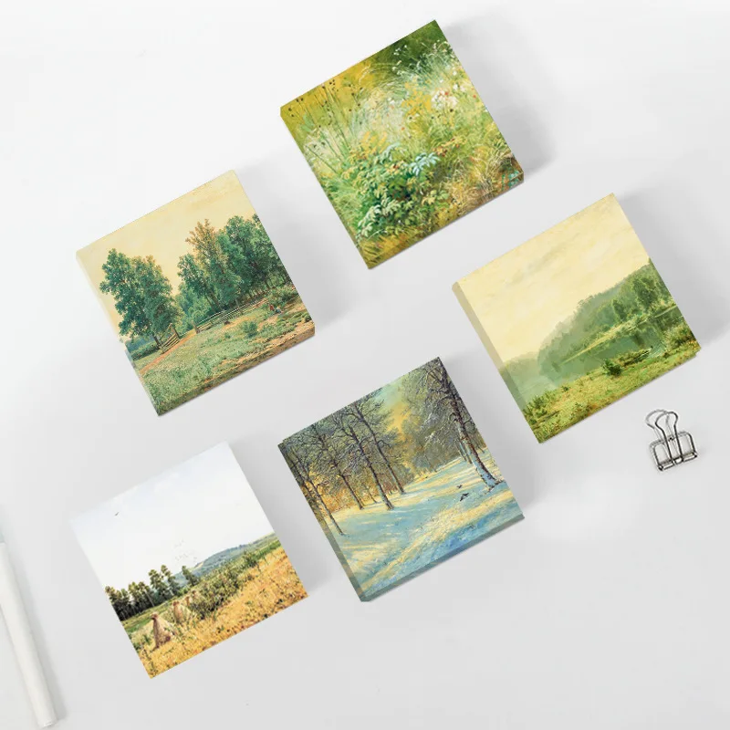 50 Sheets/Set Ivan I. Shishkin Art Painting Series Memo Pads Sticky Notes Creative DIY Journal Decoration Gift Stationery