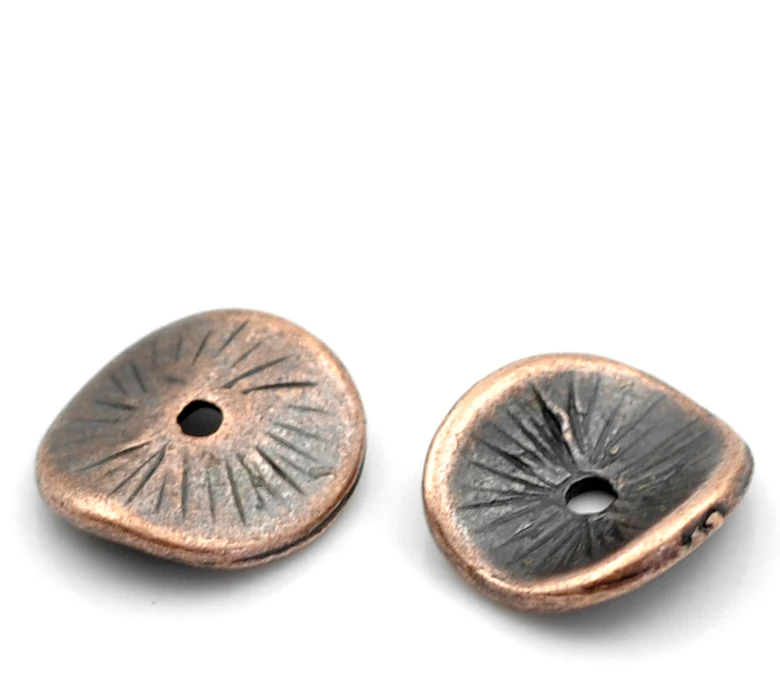 Zinc Based Alloy Wavy Spacer Beads Disc Antique Bronze About 10mm x 9mm, Hole:Approx 1mm 100 PCs