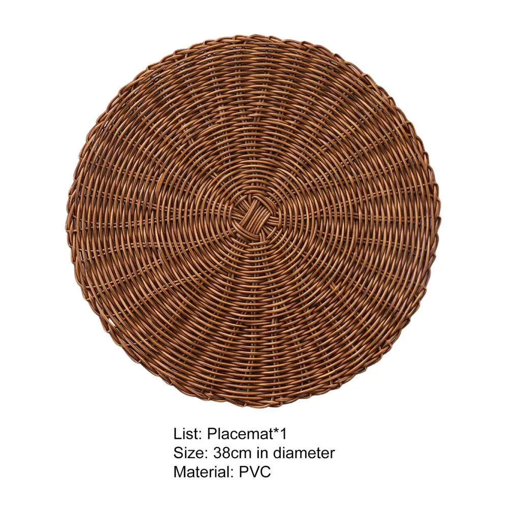 وعاء الحصير محاكاة الروطان المنسوجة المفارش جولة العزل الحراري الحصير الجدول الحصير لتناول الطعام ديكور المنزل الزفاف #5