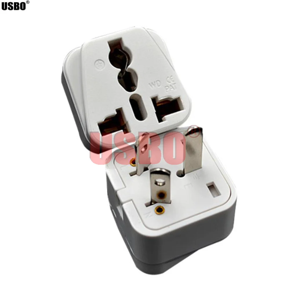 Catu Hitam Putih Universal 3Pin Steker Adaptor Perjalanan 10A 250V AU/Inggris/AS/UE Ke Steker Adaptor Daya AU Soket Konektor Tipe-d