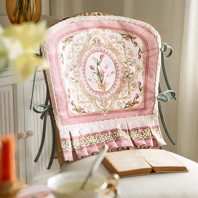 Pink Series American Chair Cover French Backrest Cushion  Light Luxury Wind Cushion Lace Chair Cover Autumn And Winter