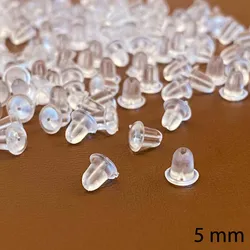 5mm 100pcs Large Silicone Rubber Plastic Earring Stopper Safety Backs Round Ear Plugs Jewelry Finddings Components