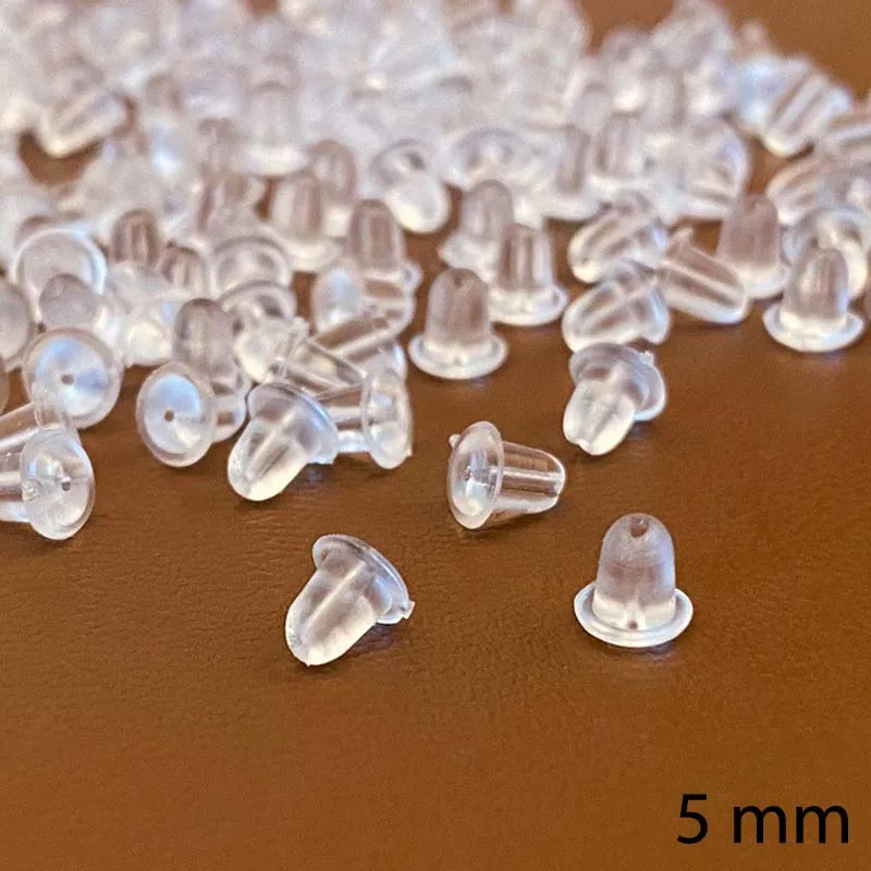5mm 100 sztuk duża guma silikonowa plastikowy korek do kolczyków bezpieczeństwa plecy okrągłe zatyczki do uszu komponenty do biżuterii
