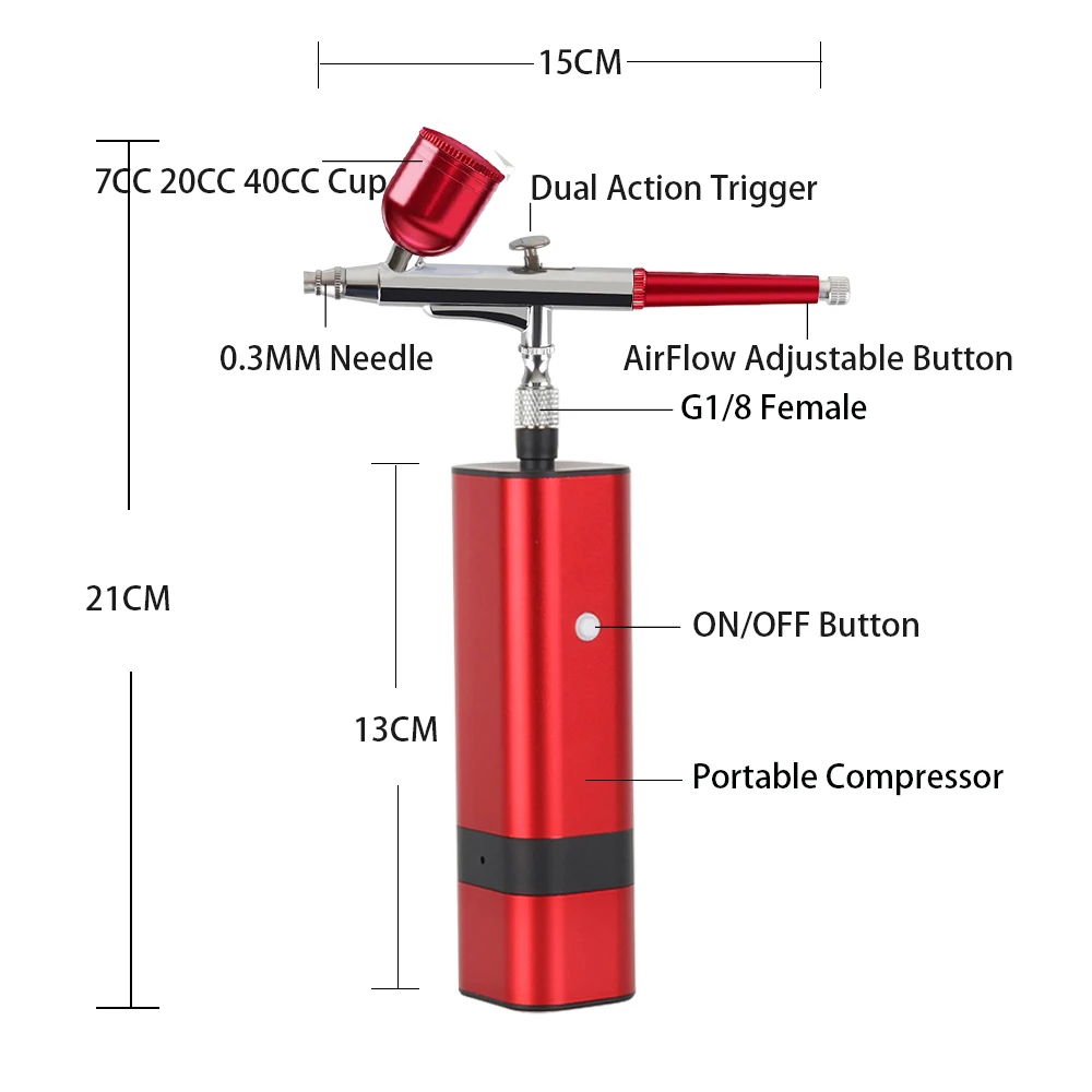 Airbrush With Compressor Kit Auto Start Stop Replace Battery Mini Electric Makeup Cake Car Body Art Design Paint Spary Air Brush