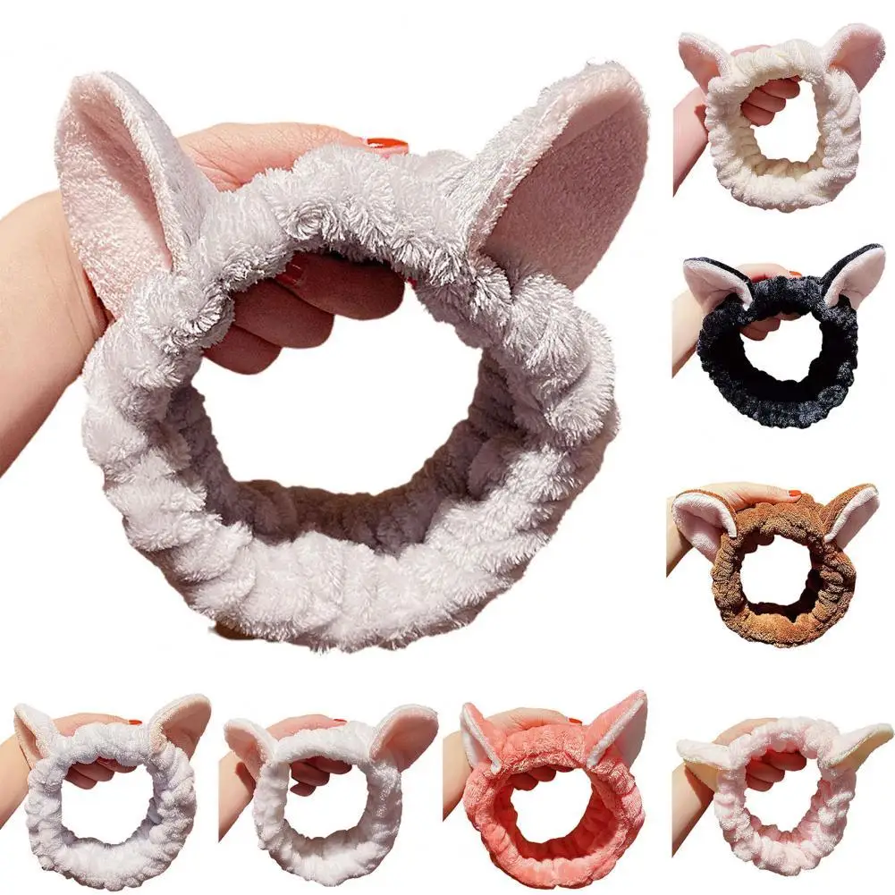 Cartoon Ears Women Hairbands Face Washing Stretch Headband Hair Band Plush Hairband Hair Hoop Women Headwear Hair Accessory