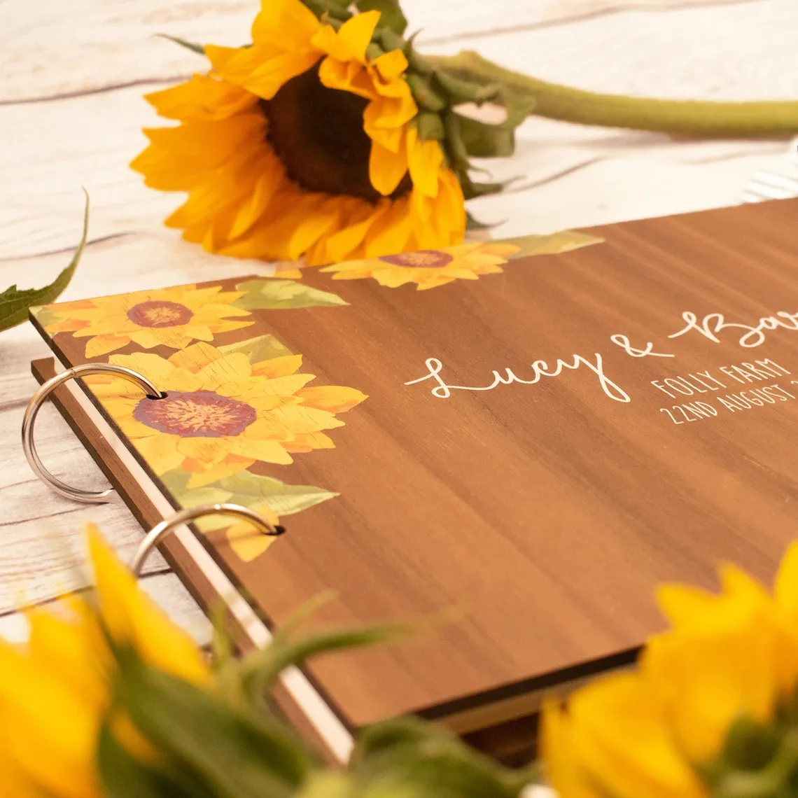 

Wedding Guest book, Sunflowers Guest Book,Wedding Guestbook,Wooden Guest Book,Rustic Wedding Guestbook,Gift for Bride and Groom