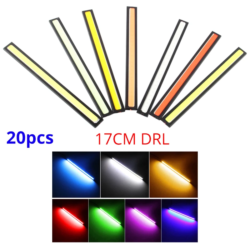 

20 шт. универсальные дневные ходовые огни автомобиля COB DRL светодиодная полоса освещения внешние огни Авто Водонепроницаемый Стайлинг автомобиля светодиодная лампа DRL