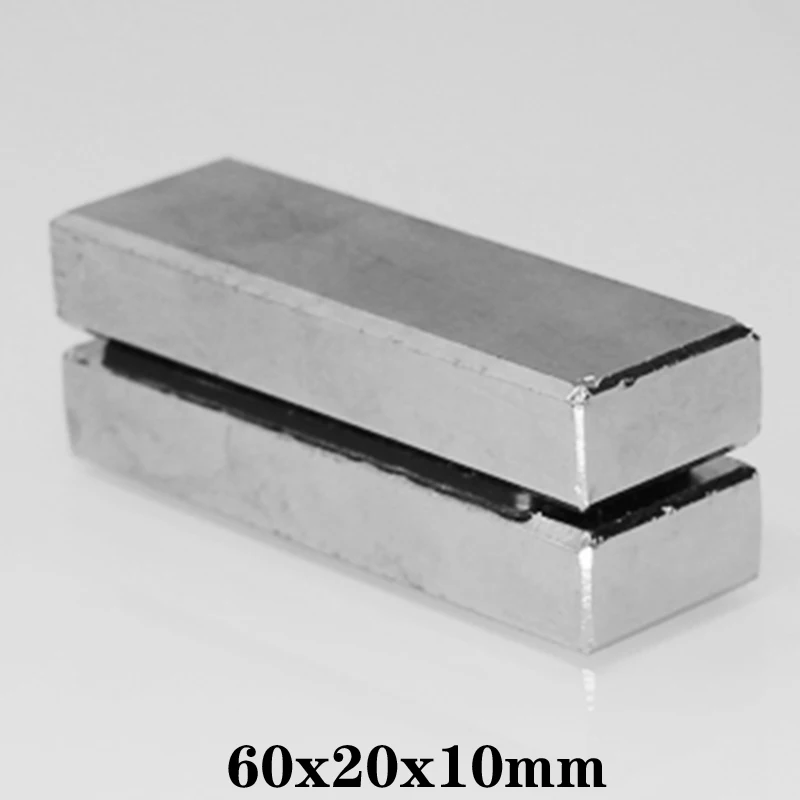 1~5PCS 60x20x10 Super Strong Neodymium Magnet Strip Block Permanent Magnet 60x20x10mm Powerful Magnetic Magnets  60*20*10 mm