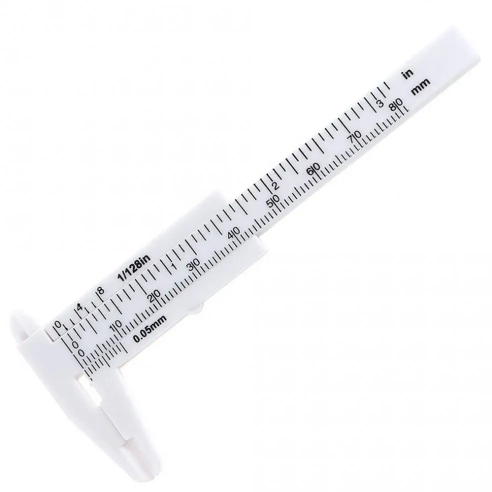 0-80mm Double Scale White Plastic PP Vernier Caliper with White Mini Measurement Tool for Students / Antique Measurement