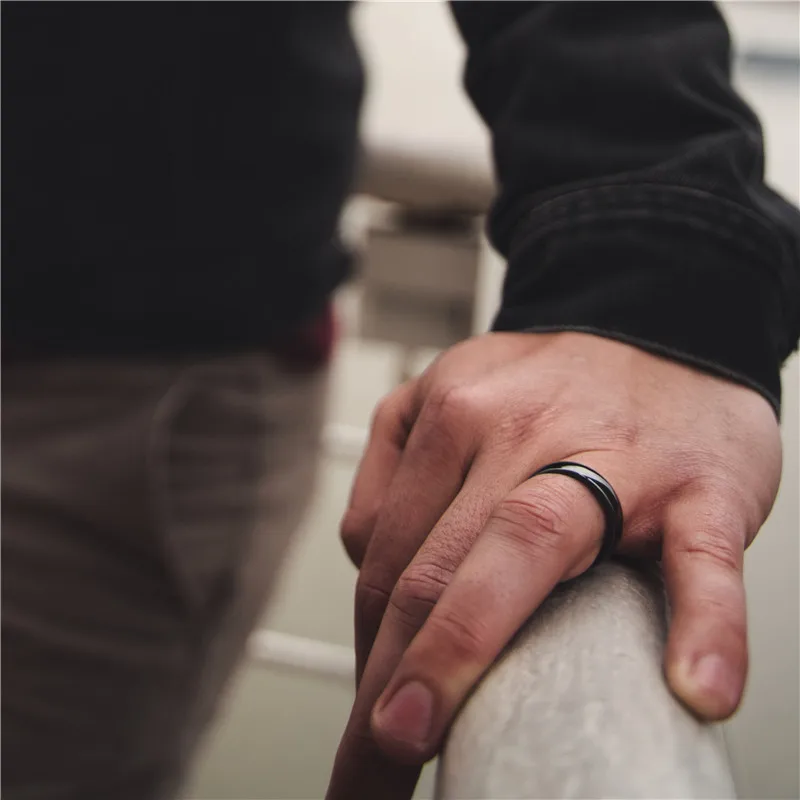 Tigrade Keramik-Ring in gebürstetem Schwarz, 4/6/8 mm breit, matte Oberfläche, Ehering für Männer und Frauen, Übergröße, trendiger Anillo für Damen und Herren – Detail 10