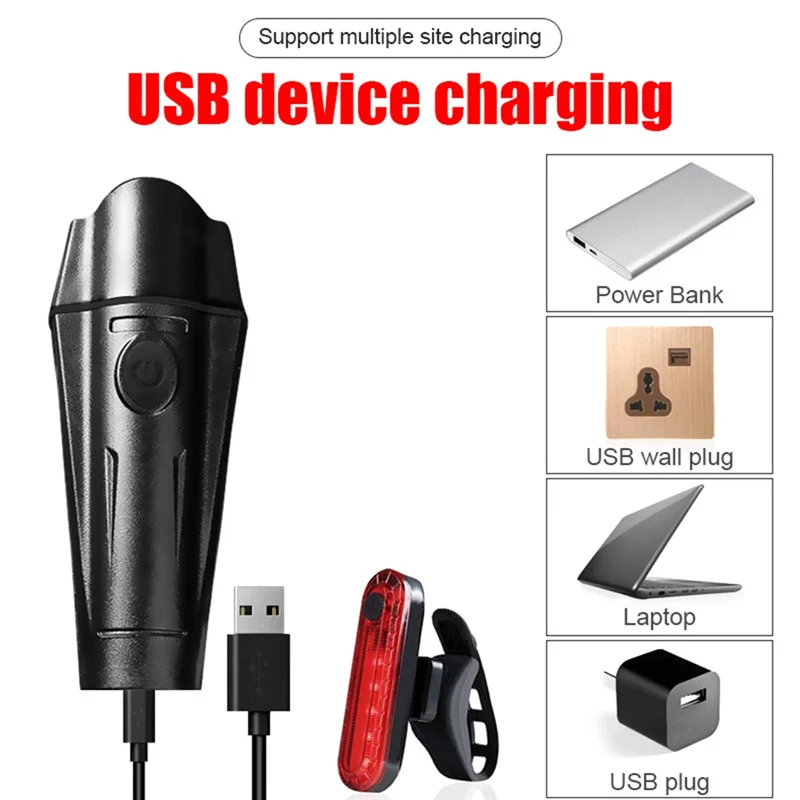 USB Rechargeable Waterproof  LED MTB Bike Front Rear Headlight Bicycle Front Light and Taillight