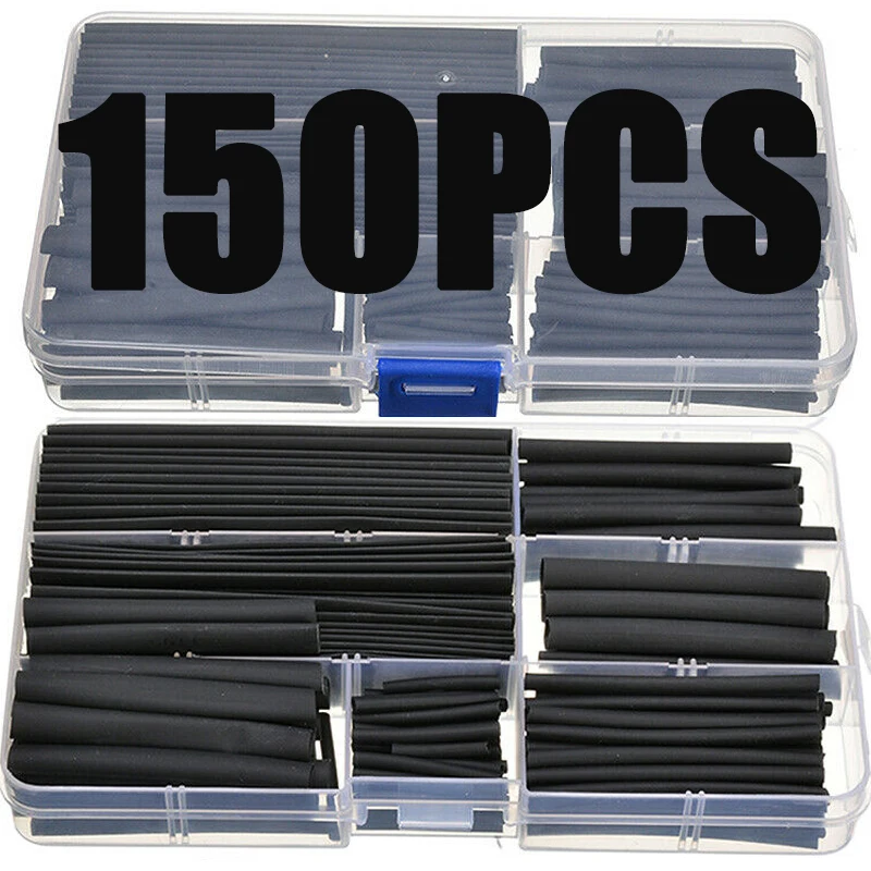 150pcs Heat Shrink Tubing Insulation Shrinkable Tubes Assortment Electronic Polyolefin Wire Cable Sleeve Kit Heat Shrink Tubes