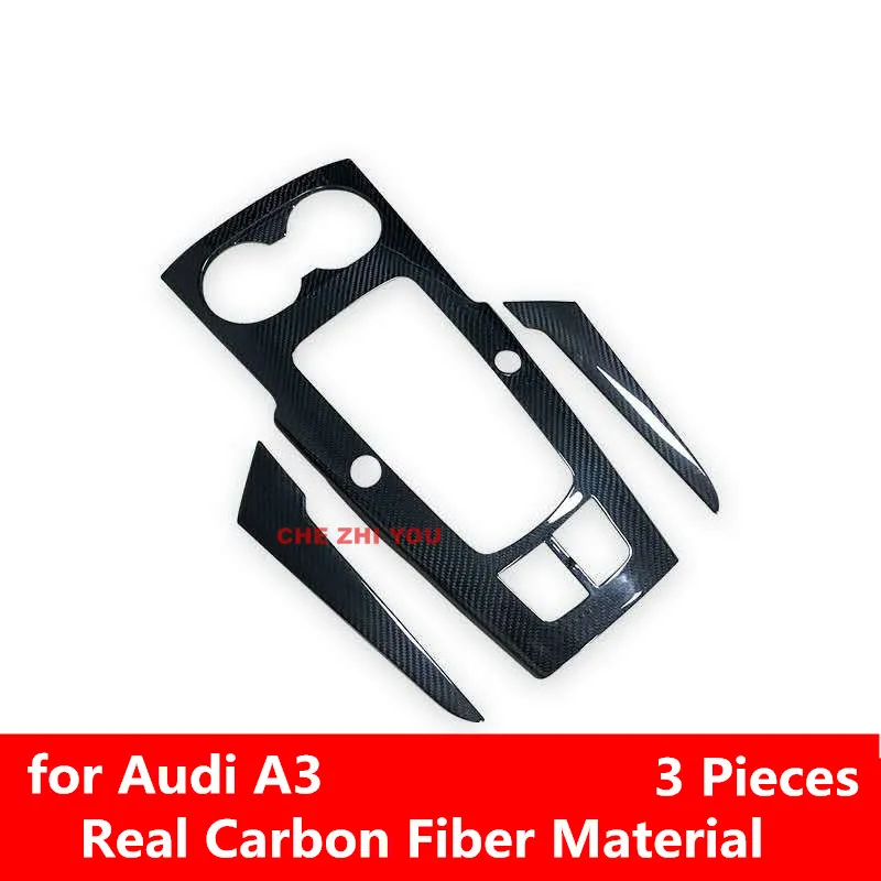 Real Carbon Fiber Interior Moldings Central Control Panel Trim Sticker for Audi A3 3pcs Door Panel Cover Control Sticker BB