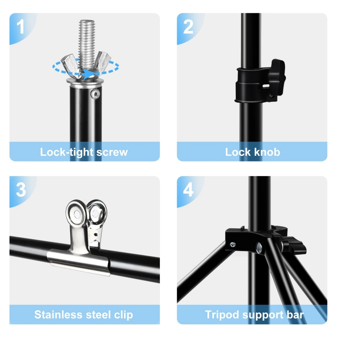 Soporte de fondo en forma de T para estudio fotográfico, barra transversal de fondo con Clips, 67cm