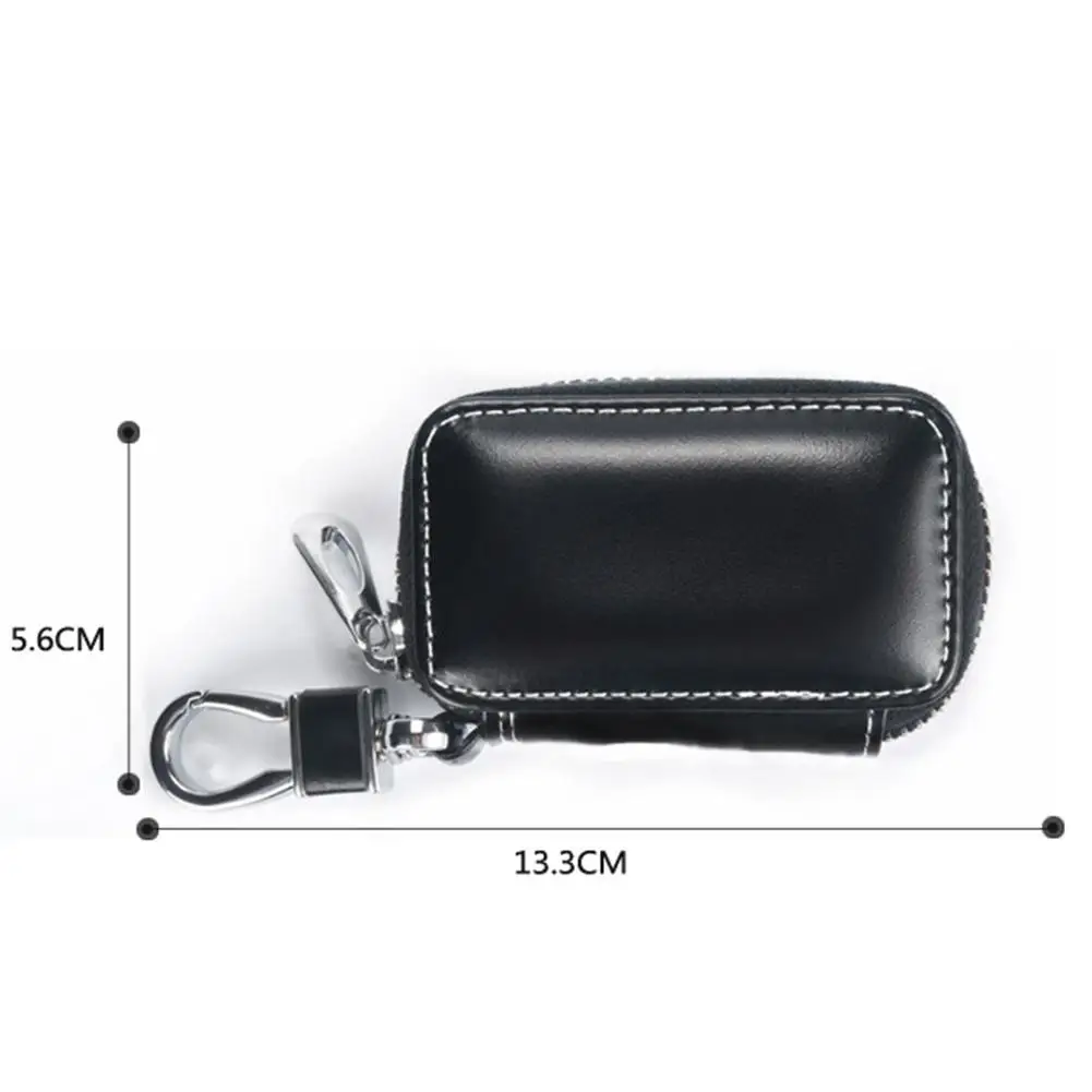 2 Colors Universal Car Leather Key Case Key Chain Coin Holder Bag With Zipper For Men Auto Accessories