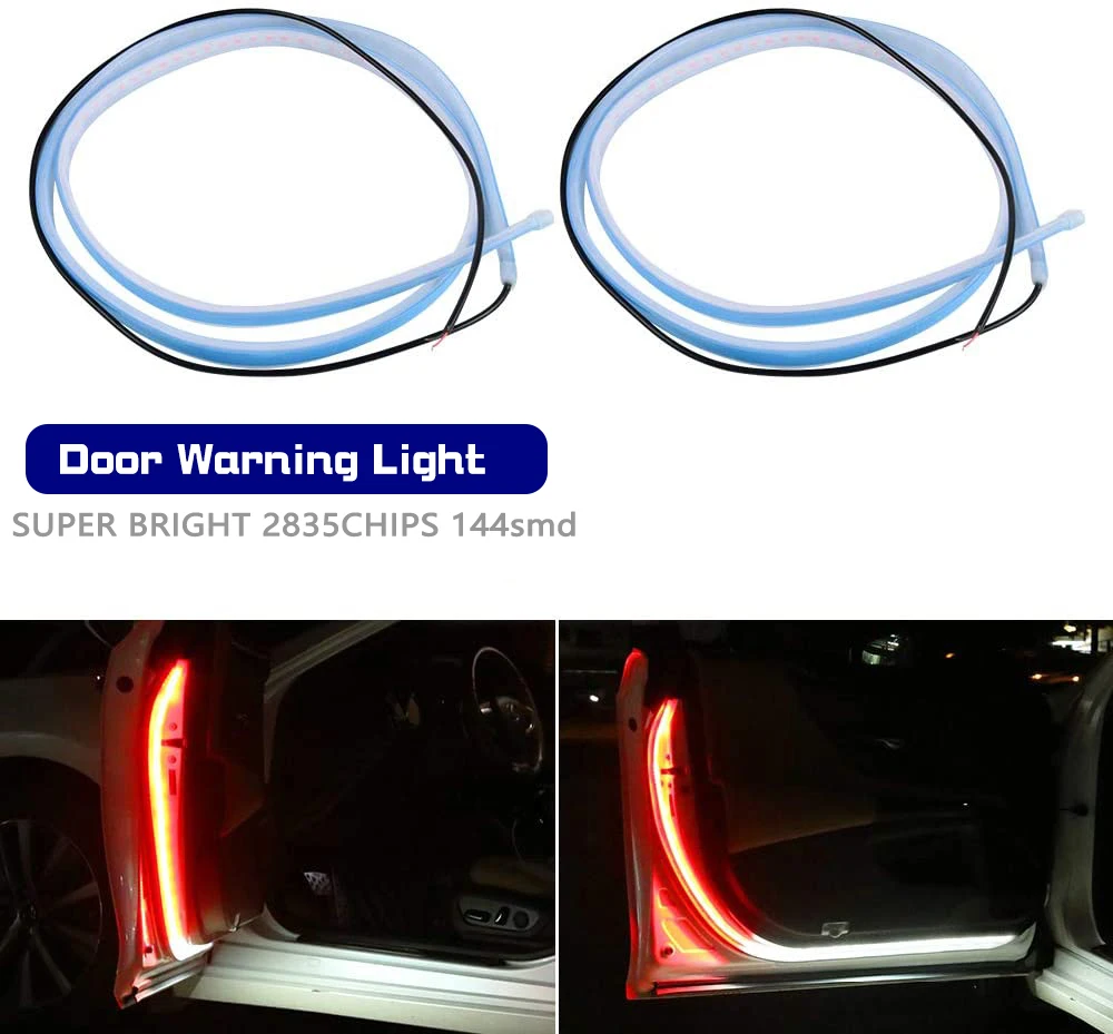 

Universal Car Door Opening Warning LED lights Welcome Signal Lamp Decor Strips Anti Rear-end Collision 2835 Chips Accessories