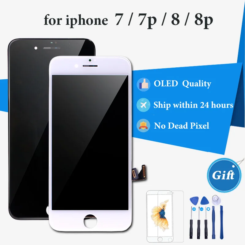 Factory Sale LCD Display For iPhone 7 8 plus 7p 8p Touch Screen Assembly Replacement Good 3D touch Digitizer 100% tested + gift