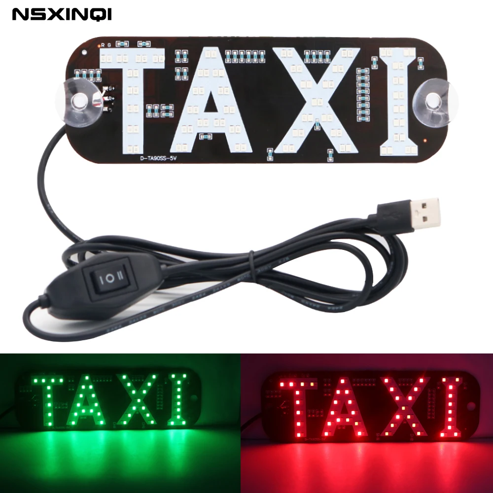 

NSXINQI 1piece Taxi Top Light LED Car Windscreen Cab Indicator Lamp Sign Red/Green Dual Color Windshield Lights USB