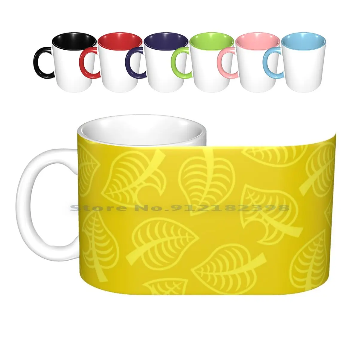 Yellow Nook Phone Inspired Design Ceramic Mugs Coffee Cups Milk Tea Mug Animal Animal New Horizons Animal Nook Phone Animal New