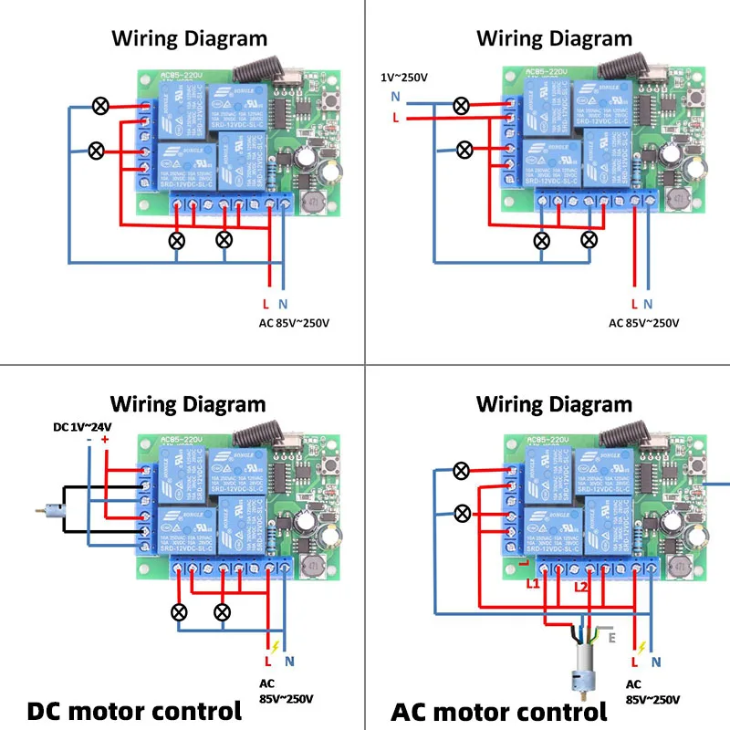 433MHz Universal Remote Control  AC220V 10A 4CH 2200W Rf Relay Receiver 1000m Transmitter and Controller Moudle for Garage/Door