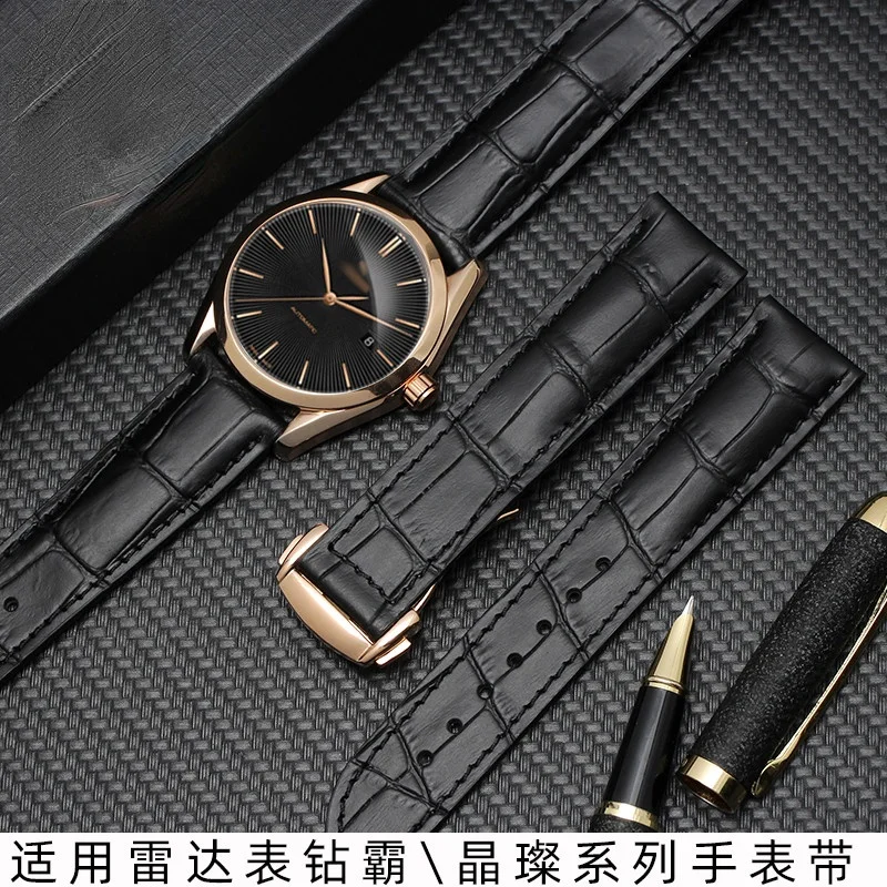 Watch Strap for Omega Speedmaster Butterfly Flying Strap Rado Diamond Master Crystal Gem Series Watch Band Black  20mm