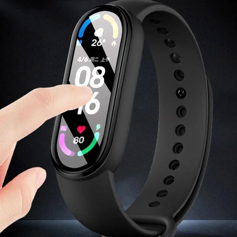 3D โค้งขอบนุ่มป้องกันฟิล์ม Smartband สำหรับ Xiaomi Mi Band 5/6 Band6 Miband6หน้าจอ LCD Protector guard