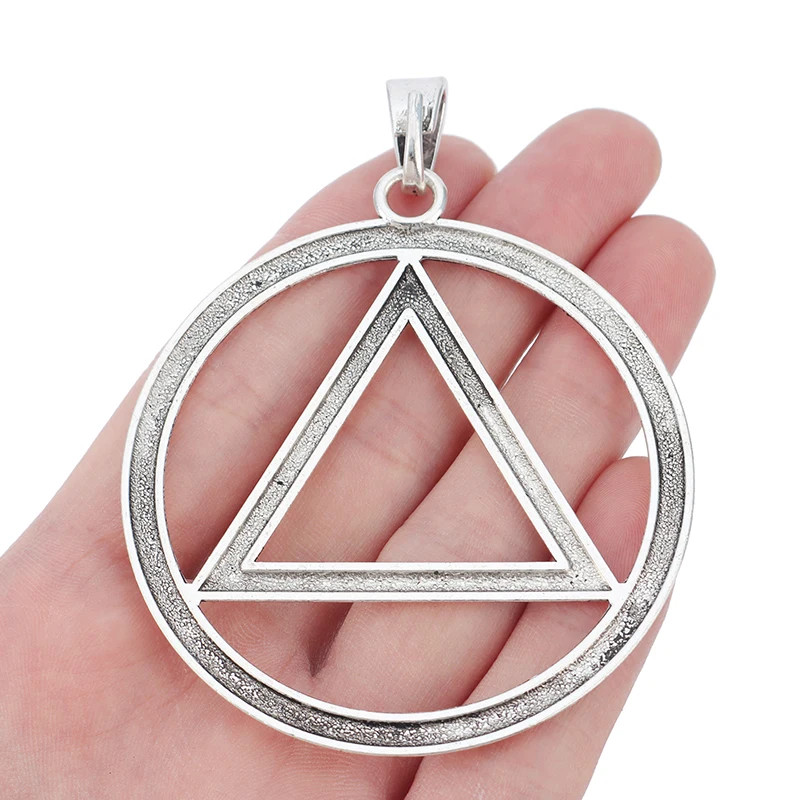 2pcs Tibetan Silver Large AA Alcoholics Anonymous Recovery Sobriety Triangle Symbol Charms Pendants for Necklace Making