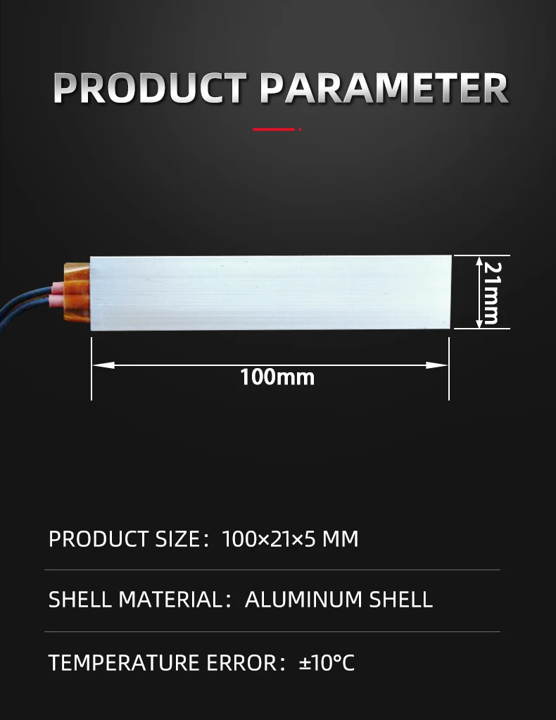 5 Pieces 100*21mm 60°C~270°C Thermostatic Ceramic PTC Heating Sheet Aluminum Shell Heating Plate Heater Accessories 12V~220V