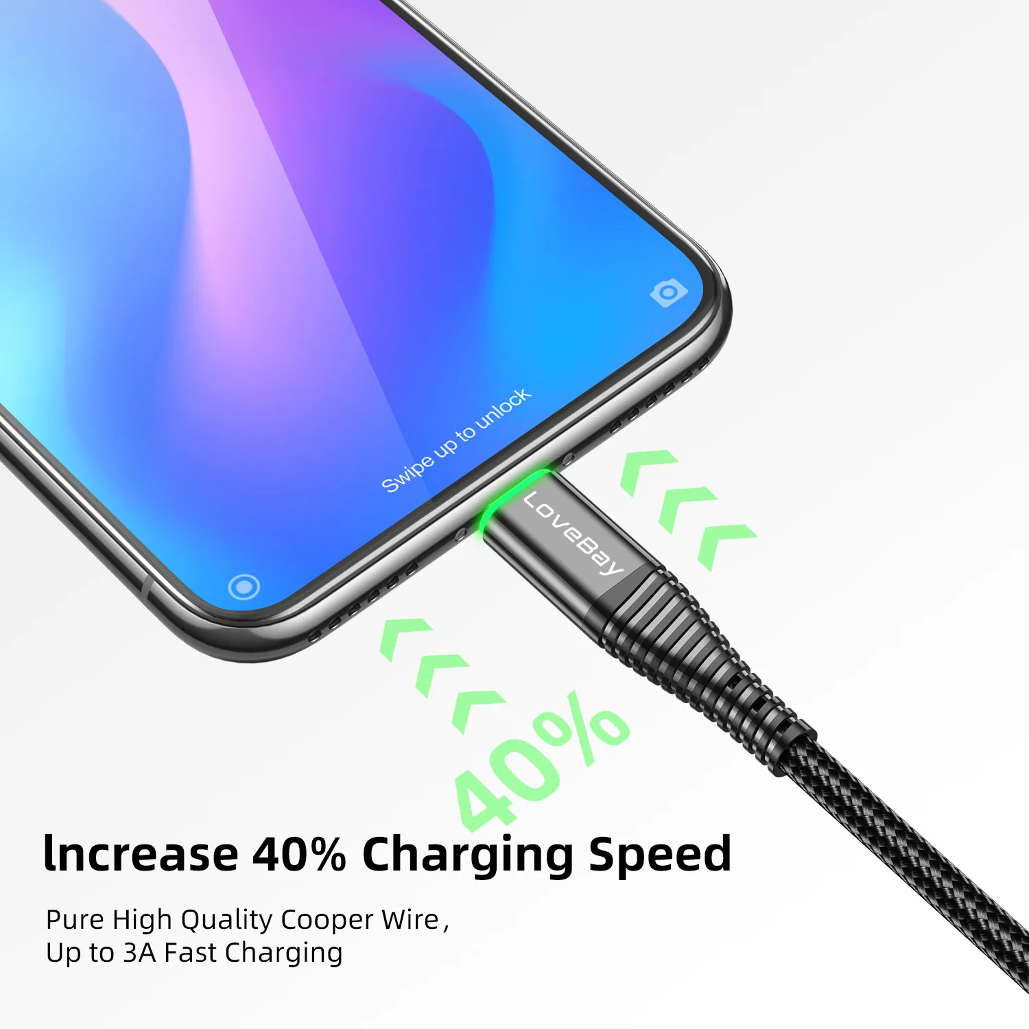 Lovebay 3A Type-C USB Cable 0.5m/1m/2m Data Sync Fast Charging Wire For Samsung Huawei Xiaomi Note Tablet USB Phone Cable