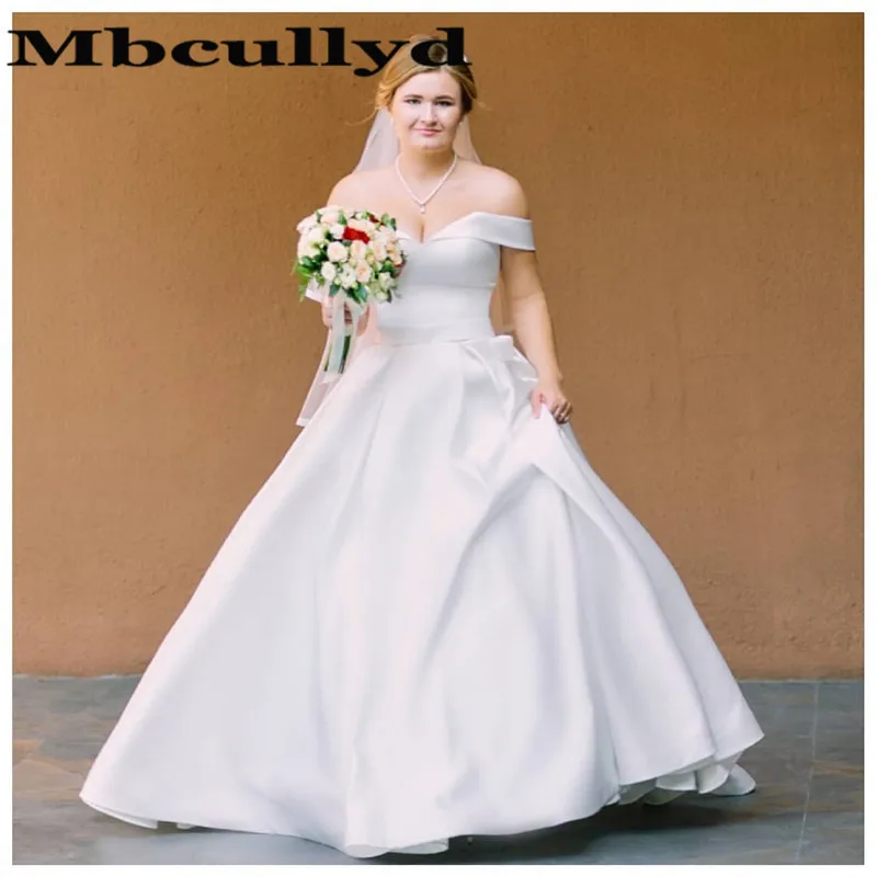 

Mbcullyd Puffy A-line Wedding Dresses Long 2023 Sexy V-neck Satin Bridal Dress For Women Cheap Plus Size Vestido De Noiva