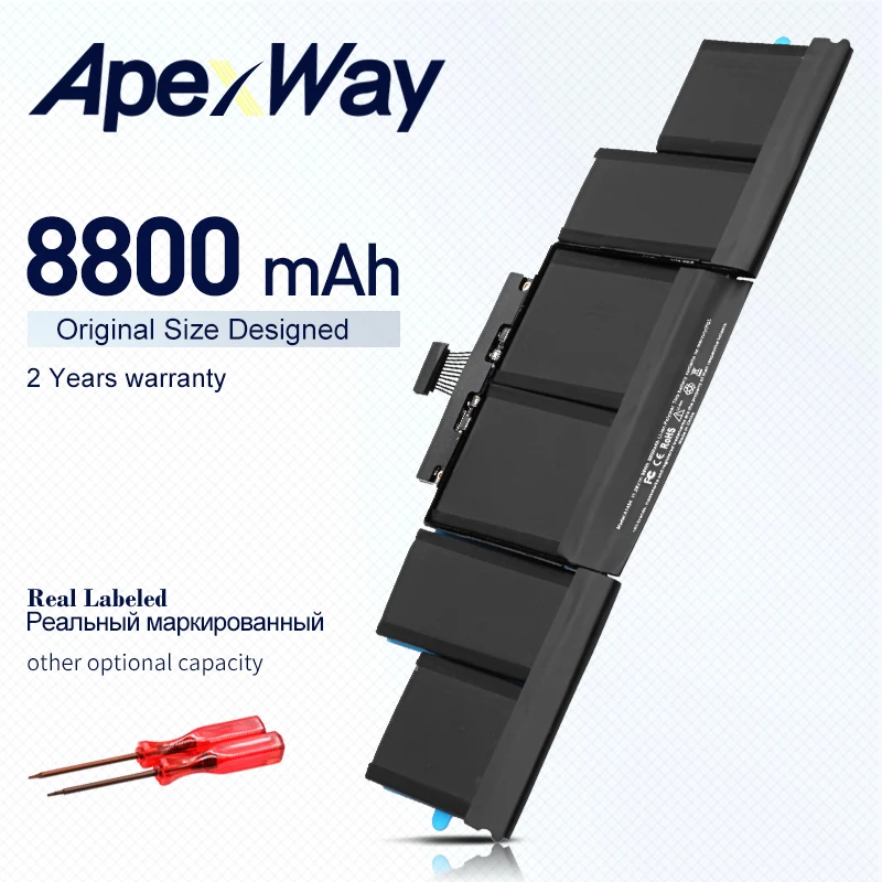 ApexWay A1494 99Wh 11.26V ME293 ME294  laptop battery  for For Apple Macbook Pro 15