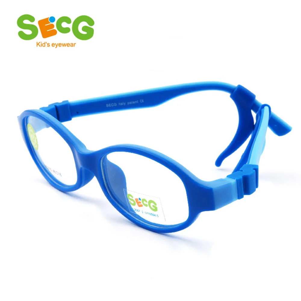 SECG Flexible Soft Kids Frame Detachable Solid Cute Children Glasses Frame Optical for Sight Lunettes Spectacle Frame Rubber