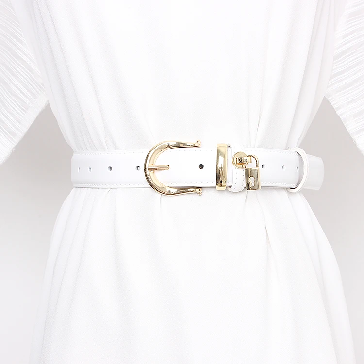 ผู้หญิงรันเวย์แฟชั่นของแท้หนังล็อค Cummerbunds หญิงชุดรัดตัวเข็มขัดตกแต่งเข็มขัดกว้าง TB1860