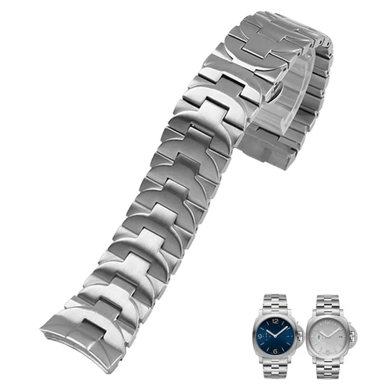 For Panerai PAM111 441 wristband High quality 316L Stainless Steel watchband 24mm silver black 1:1 curved end watch bracelet