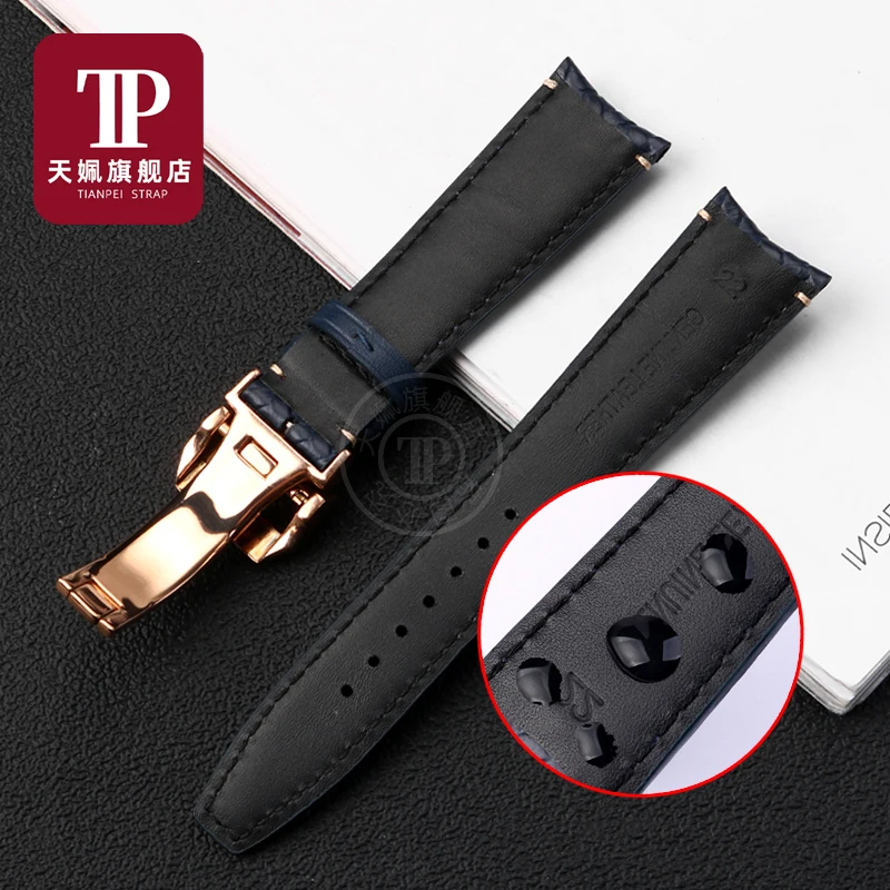 For IWC strap PORTUGIESER IW371614 IW344205 PILOT'S CHRONOGRAPH Cowhide Leather Watch Band Bracelet accessories Blue watch strap