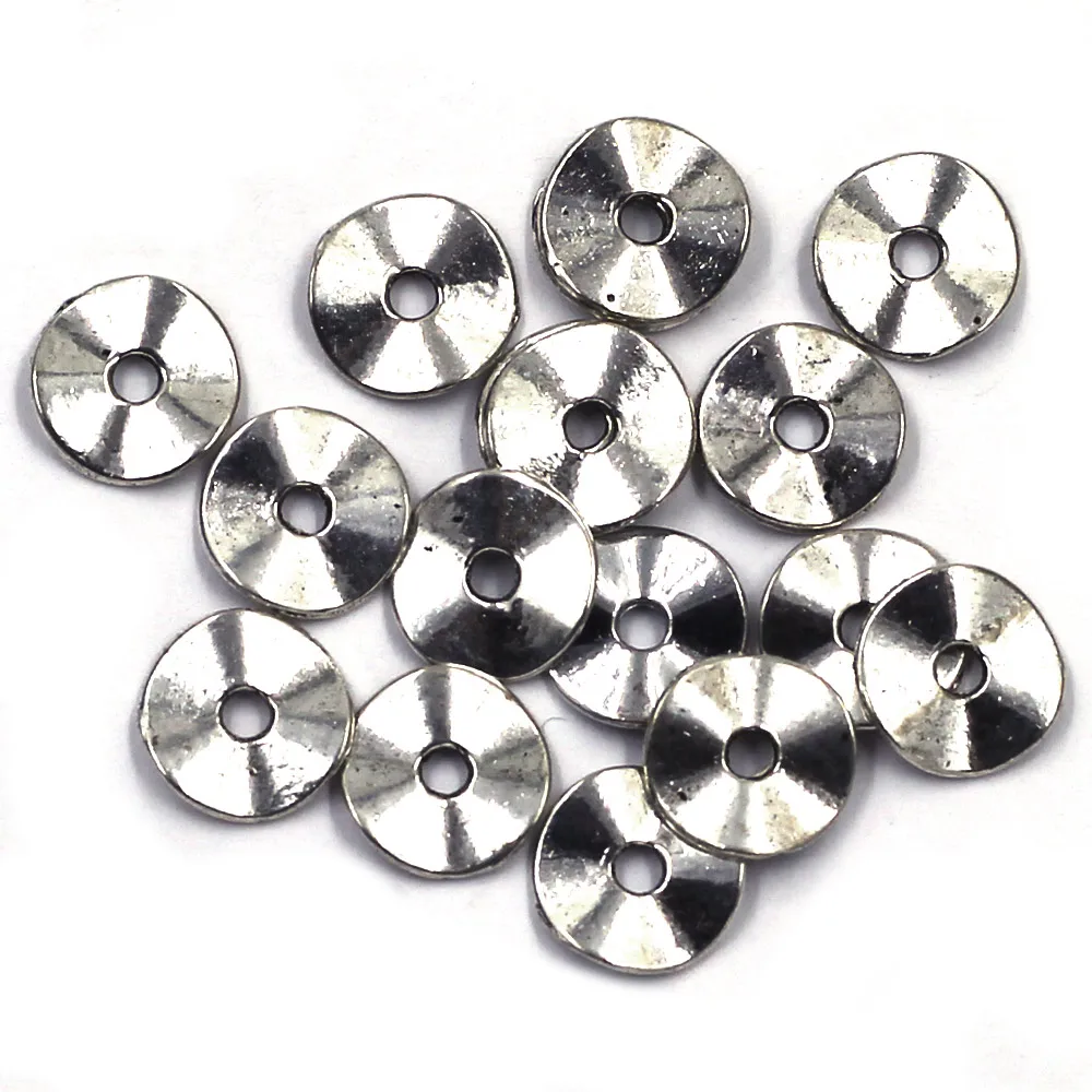 50Pcs Spacer Beads Wave Round Silver Tone Jewelry DIY Findings 9mm