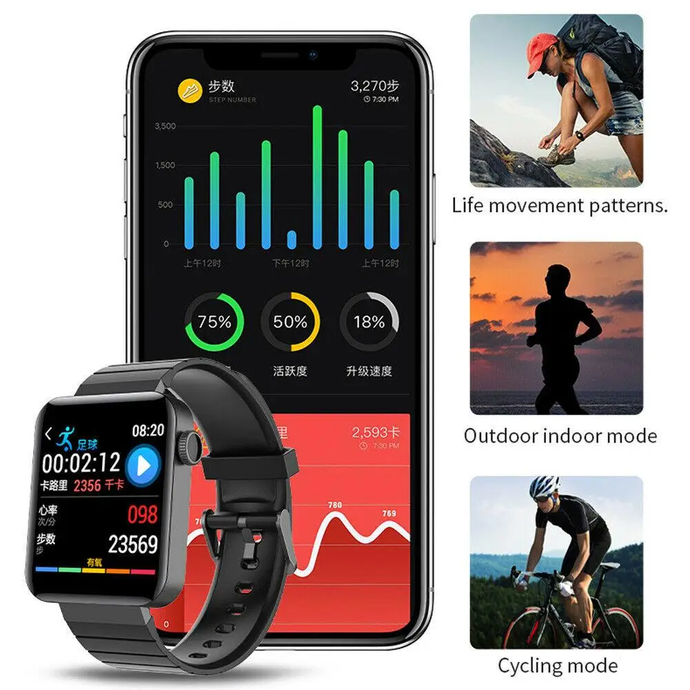 Sports Smart Watch Wristwatch Heart Rate Sleep Monitor Wristband for iPhone 11Pro Android Samsung Moto Huawei P40 P30