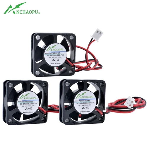 Ventilador de refrigeración ACP3010 para impresora 3D, 3cm, 30x30x10mm, DC5V, 12V, 24V, 2 cables, 2 pines, en miniatura y ultrafino