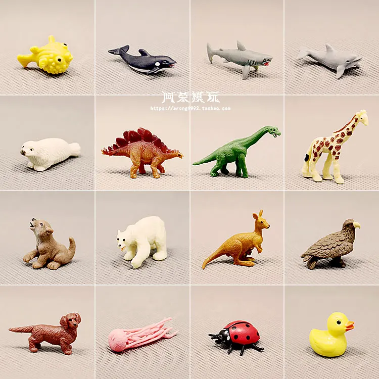 Mini Pocket Small Animal Model Dinosaur Sea Lions Shark Dolphin Eagle Polar Bear Cubs Daishu Ladybug Figurine Action Figure Toys