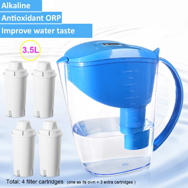 3.5L Alkaline Water Filter Pitcher Mineral Water Ionizer Filtration System and Replacement filters