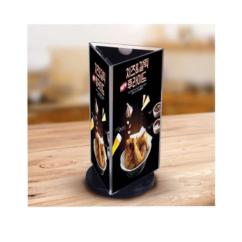 

Acrylic Table Card Display Stand, Desktop Billboard Display Rack, 3-sided Rotatable, Restaurant, Bar, Menu, Free Shipping