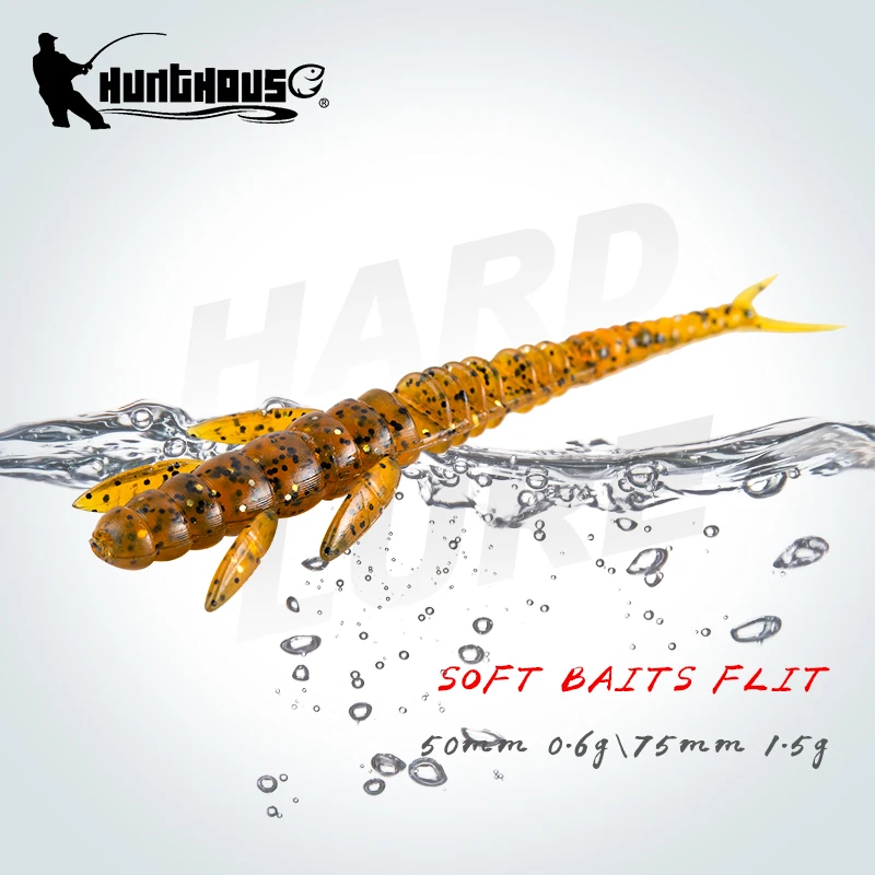 Hunthouse Worms For Fishing Soft Lures Flit Fishing Lure  50mm 75mm Bottom Bouncing Twitching Soft Bait Special Smell Flexible B