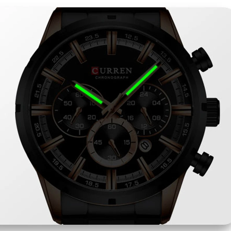 CURREN Üst Marka Askeri kuvars saatler Gümüş Mavi Erkek Paslanmaz Çelik Chronograph Kol Saati Erkek Rahat Sportif Saatler